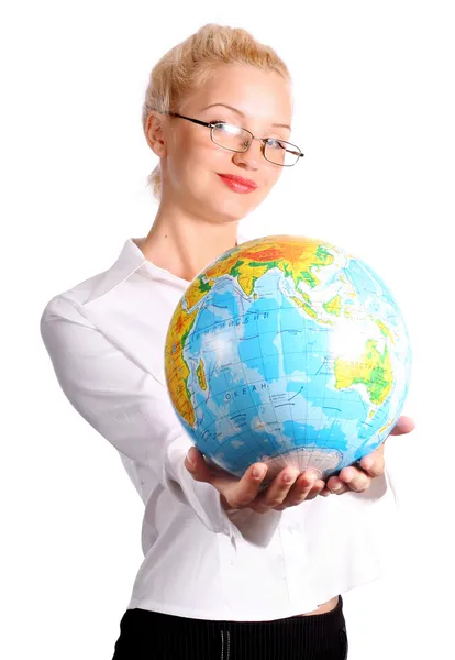 Mujer sosteniendo un globo —  Fotos de Stock