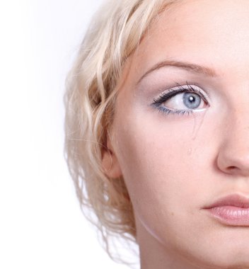 Crying young blond woman clipart