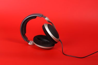 Headphones on red clipart