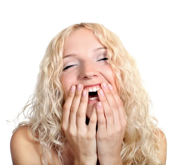 Сміючись блондинка дівчина — стокове фото