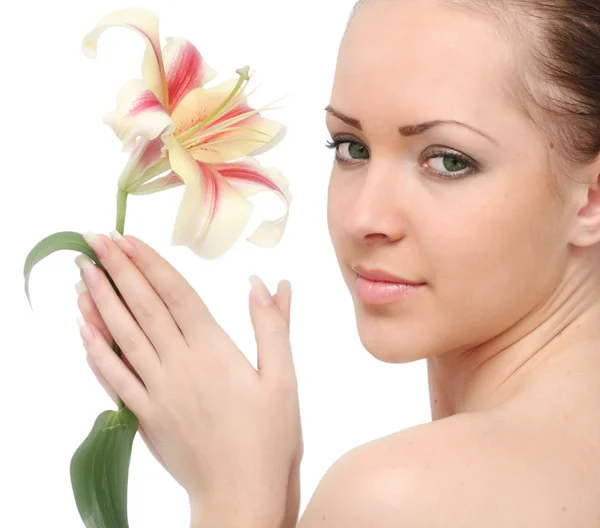 Beautiful woman with flower Stock Image