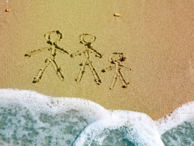 Family drawing on beach clipart