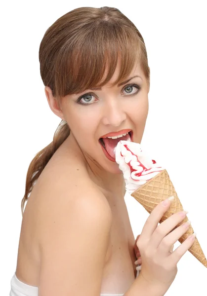 Hermosa mujer con helado —  Fotos de Stock