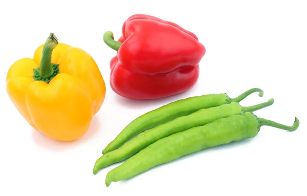 Red, yellow and green peppers — Stock Photo, Image