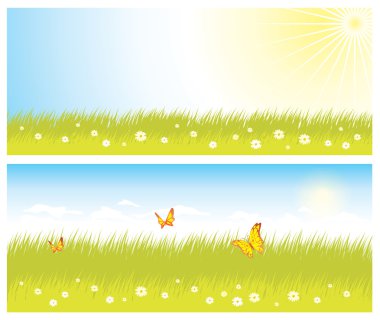 Background with grass and sky clipart