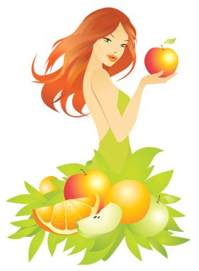 Beautiful woman with fruits clipart