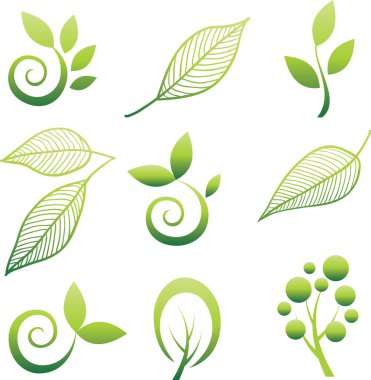 Set of leaf design elements