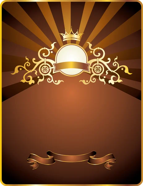 Vintage card with gold emblem — Stock Vector