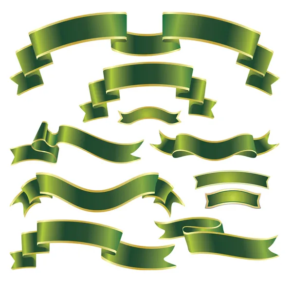 Set of green ribbons — Stock Vector