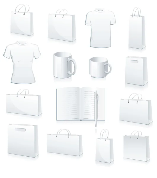 Bolsas de compras, camiseta de fútbol, taza, boo — Vector de stock