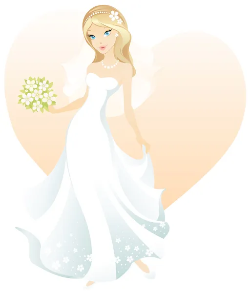 Mooie bruid vrouw — Stockvector