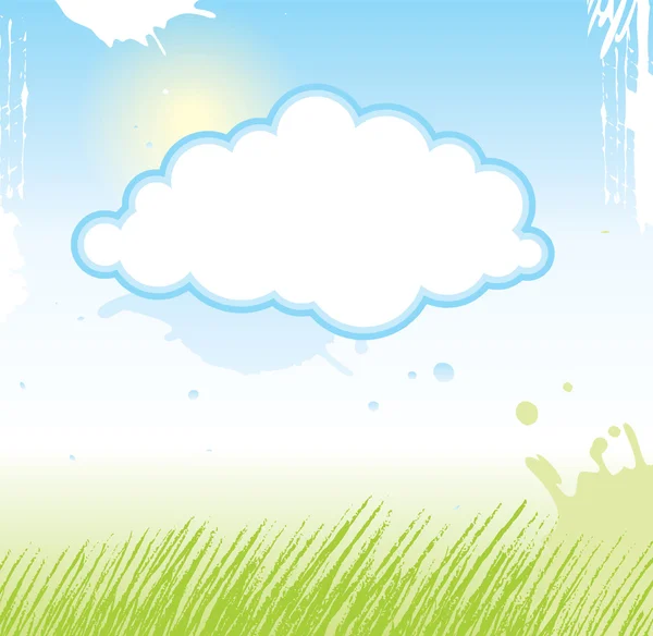 Bakgrund med gräs och himmel — Stock vektor