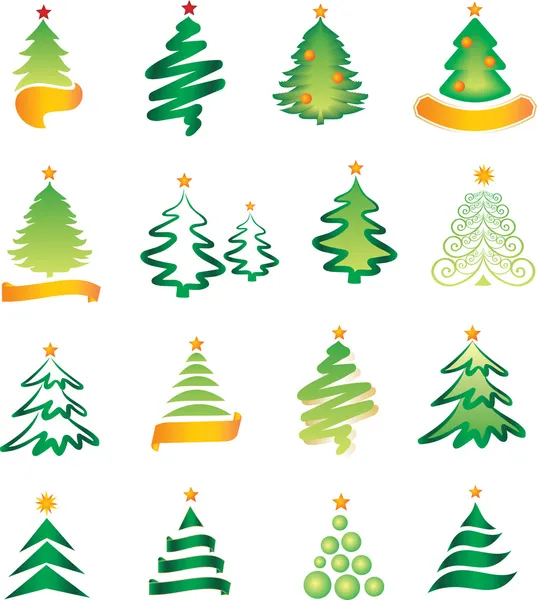 Набор новогодней елки — стоковый вектор