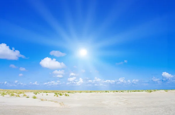 Plage et dunes avec belle lumière du soleil — Photo