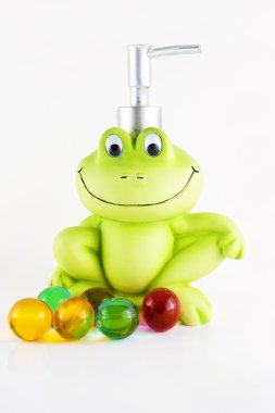Froggy soap dispenser and bath pearls clipart