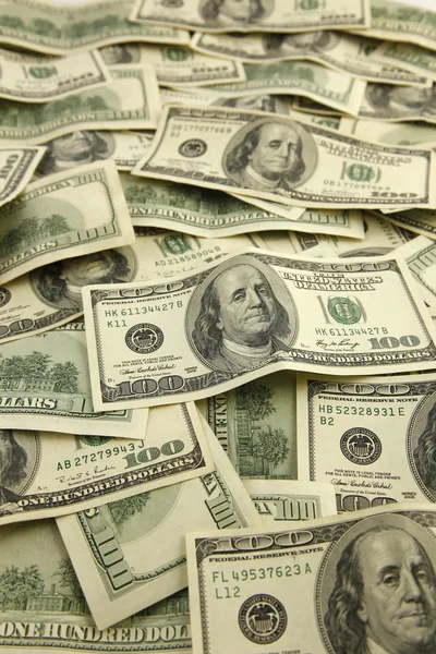 Layers of hundred dollar bills — Stock Photo, Image