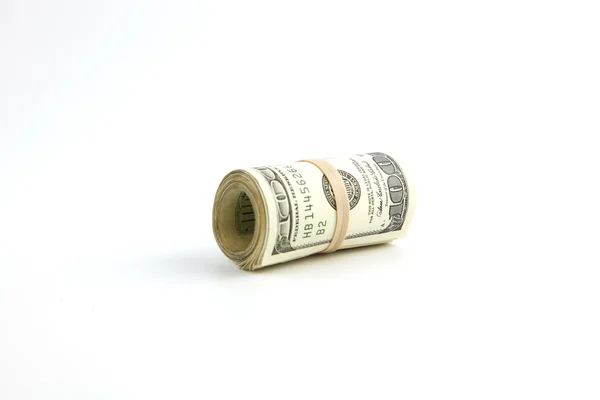 A roll of hundred dollar bills — Stock Photo, Image
