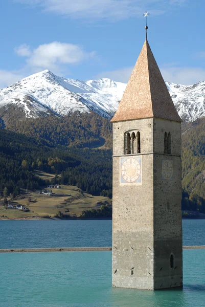 Reschen churchtower — Stock Photo, Image