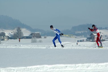 Cross ski in new snow clipart