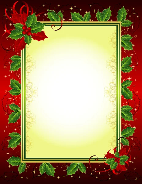 Christmas frame with holly — Stock Vector