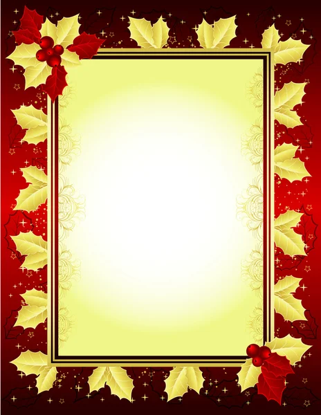 Christmas frame with holly — Stock Vector