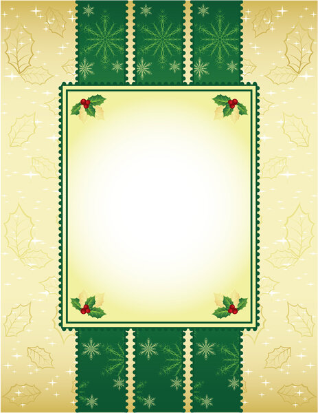 Зеленый и золотой фон Рождество
