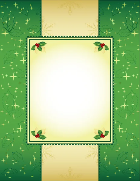 Zielone i złote tło Boże Narodzenie — Wektor stockowy