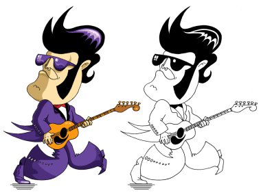 singer with a guitar clipart