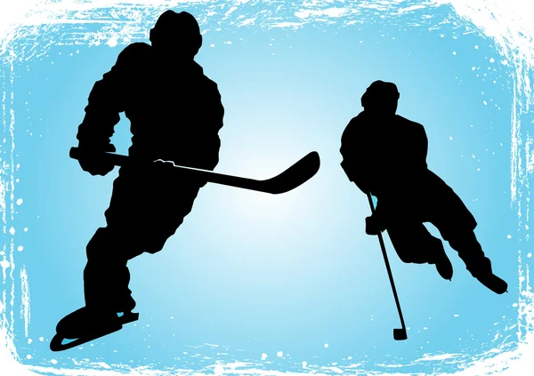 Buz üzerinde hokey oyuncuları — Stok Vektör