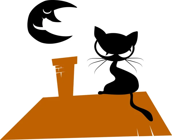 Kočka a měsíc — Stockový vektor