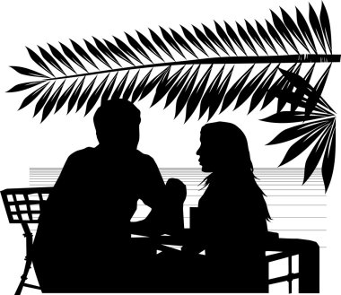 Two in caffe on a beach clipart