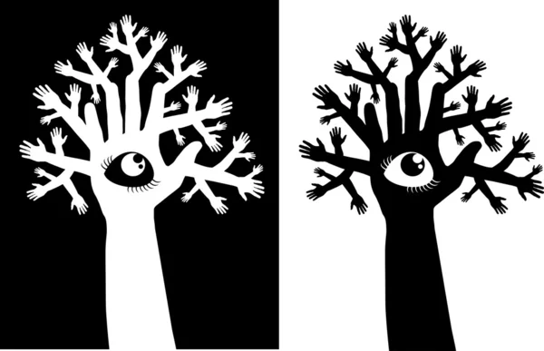 Ağaç ve göz — Stok Vektör