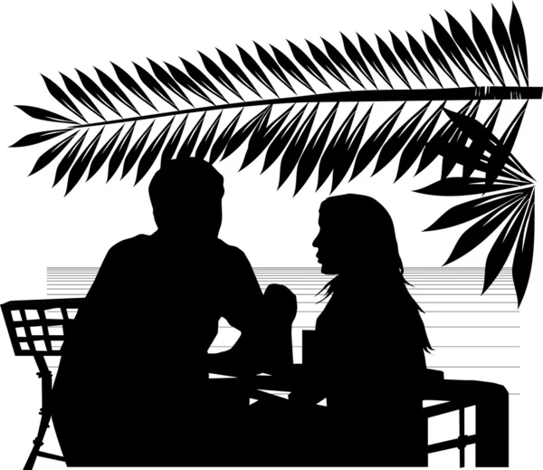 Dos en caffe en una playa — Archivo Imágenes Vectoriales