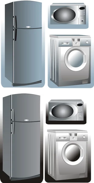 Kylskåp, mikrovågsugn, tvättmaskin — Stock vektor
