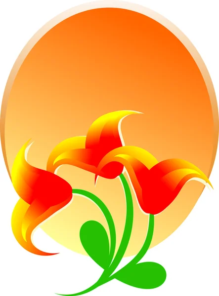 Fond rond avec des fleurs orange — Image vectorielle