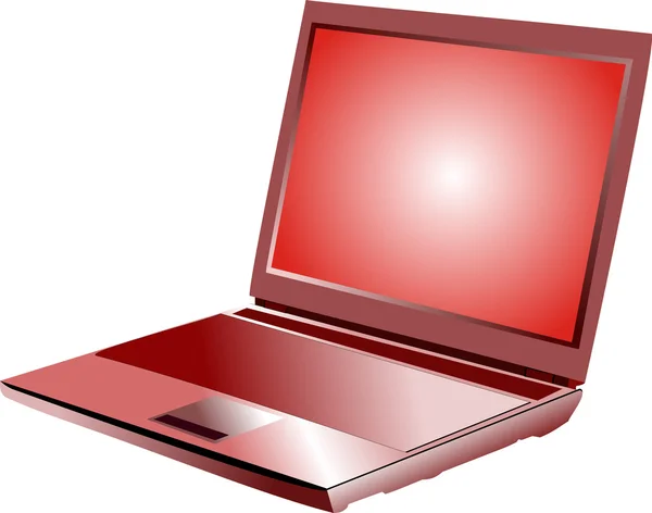 Roter Laptop auf weißem Hintergrund — Stockvektor