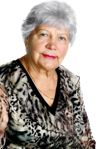 Vacker äldre kvinna isolerad på vit — Stockfoto