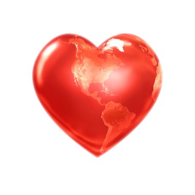 World heart red america clipart