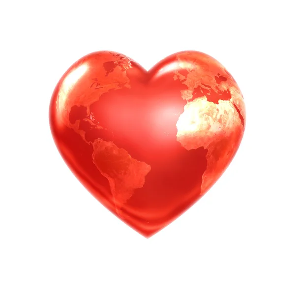 Dünya kalp kırmızı — Stok fotoğraf