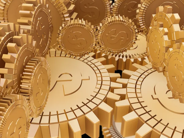 Golden money gears — Stock Photo, Image