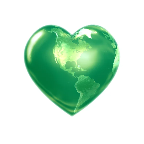 Mundo corazón verde america —  Fotos de Stock