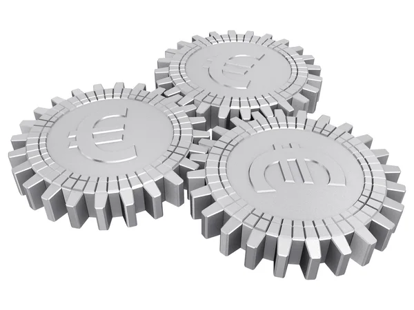 stock image Silver euro money gears isolated