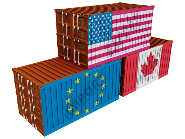 Handel behållare usa eu Kanada — Stockfoto