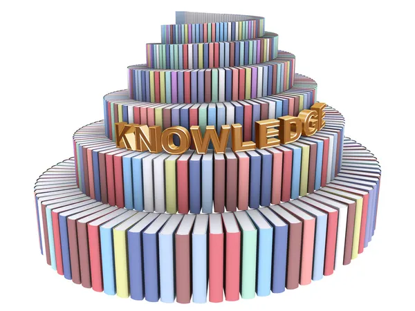 Tower of Babel created from books and Kn — Stock Photo, Image