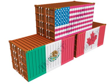 Cargo containers USA Mexico Canada clipart