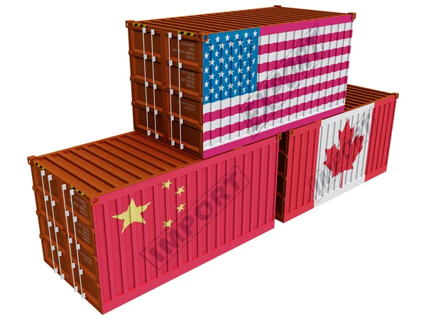 Recipientes comerciais EUA China Canadá — Fotografia de Stock