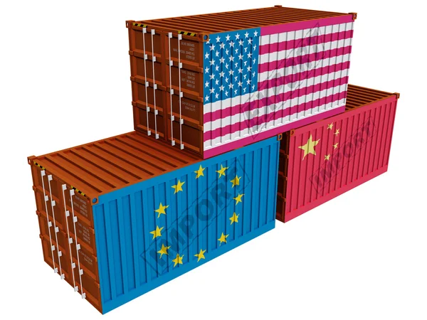 Contenedores comerciales EE.UU. UE China — Foto de Stock