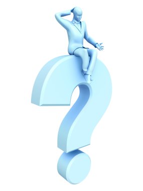 White businessman on white question clipart