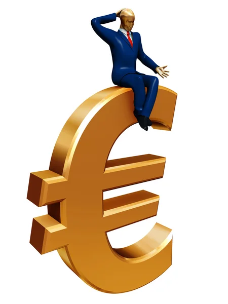 Euro üzerinde işadamı — Stok fotoğraf