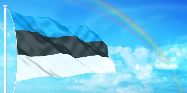 Estónia bandeira no fundo do céu bonito — Fotografia de Stock